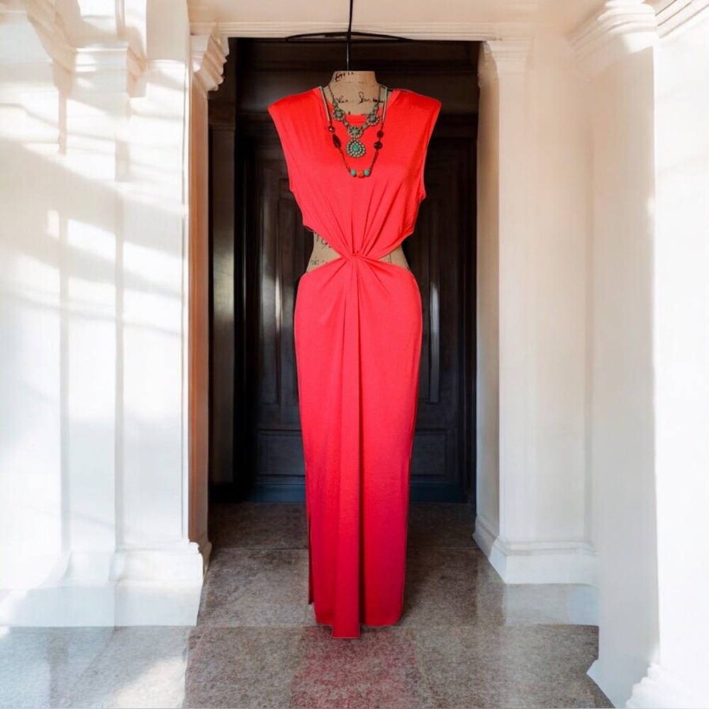 ANRABESS Large Swiss Knot Maxi Dress w/Cutout Waist NWT!